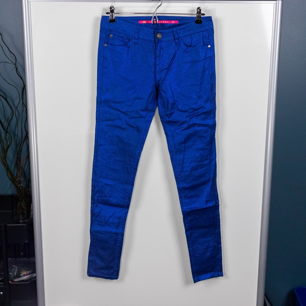 Tinseltown Sapphire Ink Blue Metallic Skinny Jeans